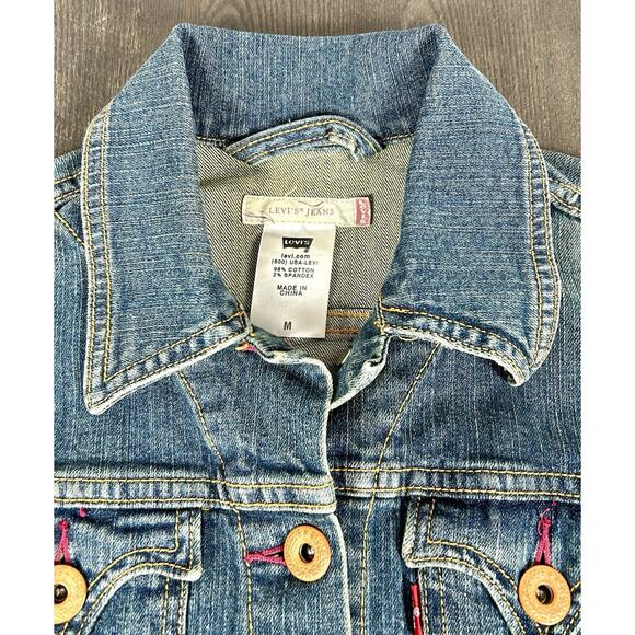 Levi Strauss Girls' Blue Jeans Jacket Cropped Size M 10-12YRS Big Kid EUC - Picture 5 of 12